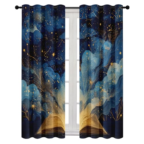 Generisch Vorhang Blickdicht Magische Bücher Kinder, Vorhänge Sternenhimmel Fantasie für Schlafzimmer Deko, Gardinen mit Ösen H175 x B140 cm, Verdunklungsvorhänge Wohnzimmer 2er Set Generisch Vorhang Blickdicht Magische Bücher Kinder, Vorhänge Sternenhimmel Fantasie für Schlafzimmer Deko, Gardinen mit Ösen H175 x B140 cm, Verdunklungsvorhänge Wohnzimmer 2er Set von Generisch