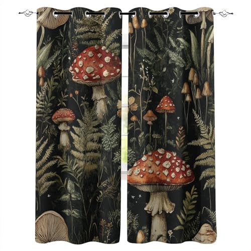 Generisch Vorhang verdunkelung 100X140cm(HxB Pilz Vorhang Taupe Verdunkelungsgardine aus Polyester mit Ösen für Kinderzimmer – farbenfroh Bedruckt E24-4-562 von Generisch