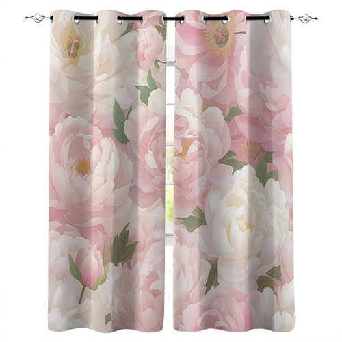 Generisch Vorhang verdunkelung 175X280cm(HxB) Große Rosa Blüten thermovorhang kälteschutz Bunter Dekoschal aus Polyester mit Ösen – ideal für Jugendzimmer oder Spielzimmer E24-4-906 von Generisch