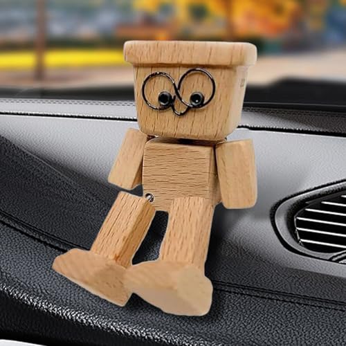 Generisch Wackelfigur Auto Armaturenbrett-Decor, Shaking Wooden Man Figur, Wackelnder Holzfigur Männchen, Actionfiguren, Shaking Feet Wooden Doll, Schüttelnde Holzfigur Eines Mannes von Generisch