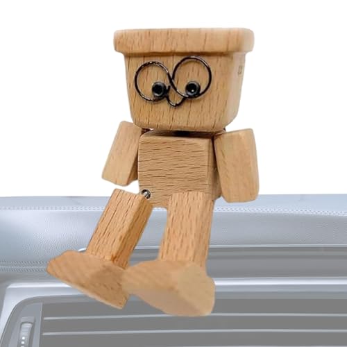 Generisch Wackelnder Holzmännchen Figur, Kreative Holzfigur Statue mit Schüttelnden Füßen, Holz Schüttelmann Auto Armaturenbrett, Lustige Holzfigur Deko für Schlafzimmer, Arbeitszimmer von Generisch