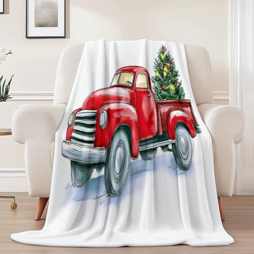 Generisch Weiche Kuscheldecke 100 x 130 cm fürs Kinderbett, Cartoon Auto Baum Thema Kuscheldecke Leichter Plüschstoff für Sofa Couch Schlafzimmer Wohnzi - Rot Weiß von Generisch
