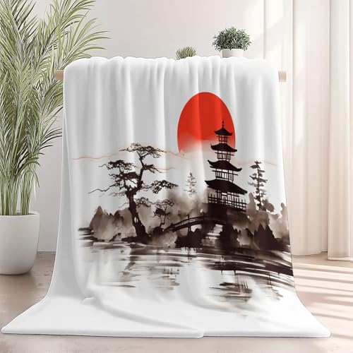 Generisch Weiche Kuscheldecke 130 x 150 cm fürs Kinderbett, Japanischer Stil Rote Sonne Architektur Thema Kuscheldecke Leichter Plüschstoff für Sofa Couch Schlafzimmer Wohnzi - Grau Weiß Generisch Weiche Kuscheldecke 130 x 150 cm fürs Kinderbett, Japanischer Stil Rote Sonne Architektur Thema Kuscheldecke Leichter Plüschstoff für Sofa Couch Schlafzimmer Wohnzi - Grau Weiß von Generisch