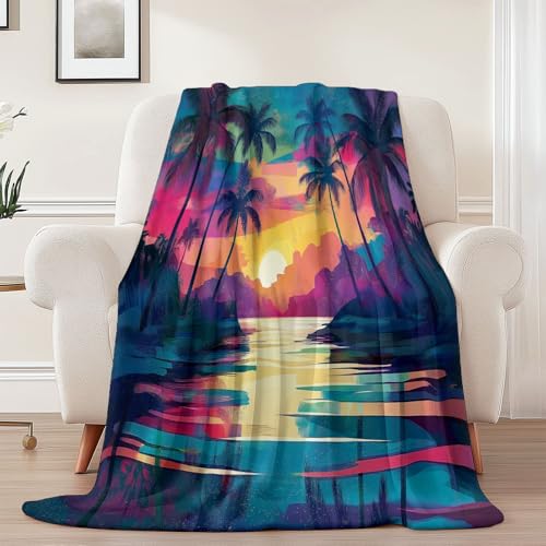 Generisch Weiche Kuscheldecke 150 x 200 cm fürs Kinderbett, Fantasie Palme Sonnenuntergang Thema Kuscheldecke Leichter Plüschstoff für Sofa Couch Schlafzimmer Wohnzi - Mehrfarbig Generisch Weiche Kuscheldecke 150 x 200 cm fürs Kinderbett, Fantasie Palme Sonnenuntergang Thema Kuscheldecke Leichter Plüschstoff für Sofa Couch Schlafzimmer Wohnzi - Mehrfarbig von Generisch