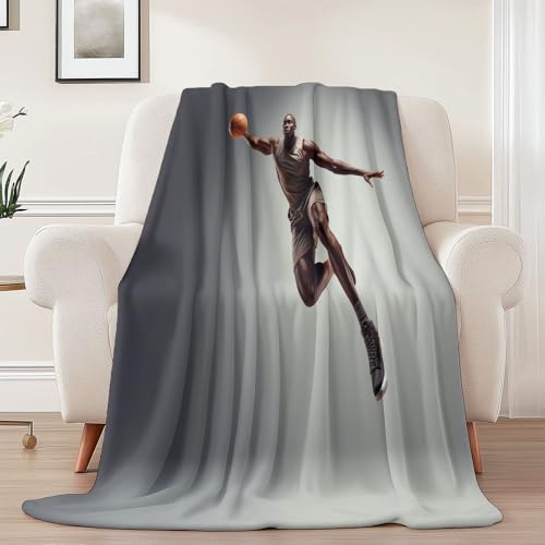 Generisch Weiche Kuscheldecke 220 x 240 cm fürs Kinderbett, Abstrakt Sport Spieler Thema Kuscheldecke Leichter Plüschstoff für Sofa Couch Schlafzimmer Wohnzi - Grau von Generisch