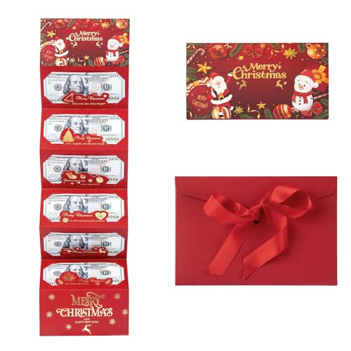 Generisch Weihnachtskarten Geldhalter Mit 6 Fächern Und Rotem Band, Kreativer Weihnachtsgeldhalter Für Kinder, Festtagsdekorationsumschläge Für Familienfeiern, Geburtstagsgeschenke Und Weihnachtsgeld von Generisch
