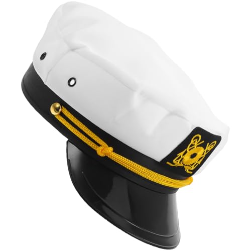 Generisch Weißer Kapitänshut, Verstellbarer Marinehut Für Yachtpartys, Halloween-kostüme, Kapitänsyacht-matrosenhut, Snapback, Verstellbare Seekappe, Marine-kostümzubehör Generisch Weißer Kapitänshut, Verstellbarer Marinehut Für Yachtpartys, Halloween-kostüme, Kapitänsyacht-matrosenhut, Snapback, Verstellbare Seekappe, Marine-kostümzubehör von Generisch
