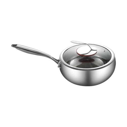 Generisch Wok Pan, Deep Frying Pan with Lid, Titanium Coating Flat Bottom Cookware, Quick Heating Induction Kitchen Tool for Stir Fry, Soup Making, Stewing, Everyday Home Cooking, Silver von Generisch