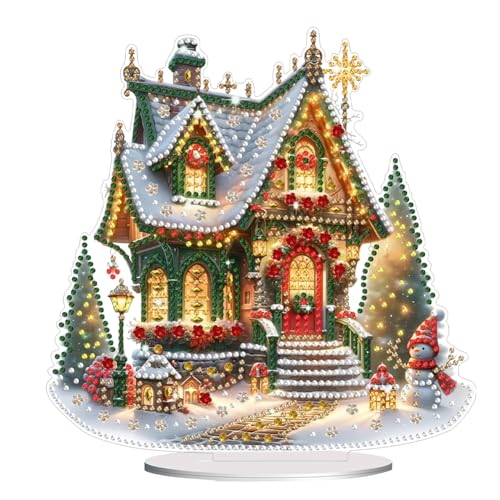 Generisch DIY Diamond Painting Weihnachten Tisch Deko, 5D Diamant Painting Tischdeko, Diamant Malerei Stehend Kunst Set für Anfänger Hausgeschenk Deko Geschenke (Schneehaus) von Generisch