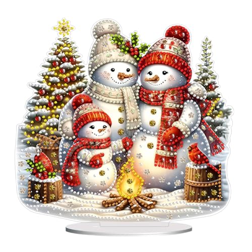 Generish DIY Diamond Painting Weihnachten Tisch Deko, 5D Diamant Painting Tischdeko, Diamant Malerei Stehend Kunst Set für Anfänger Hausgeschenk Deko Geschenke (Schneemann-2) von Generisch