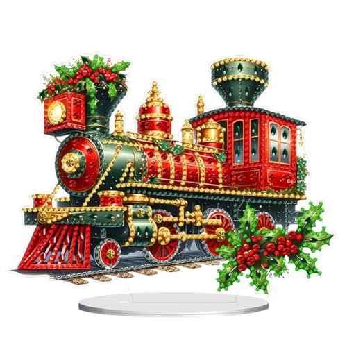 Generish DIY Diamond Painting Weihnachten Tisch Deko, 5D Diamant Painting Tischdeko, Diamant Malerei Stehend Kunst Set für Anfänger Hausgeschenk Deko Geschenke (Weihnachtszug-1) von Generisch