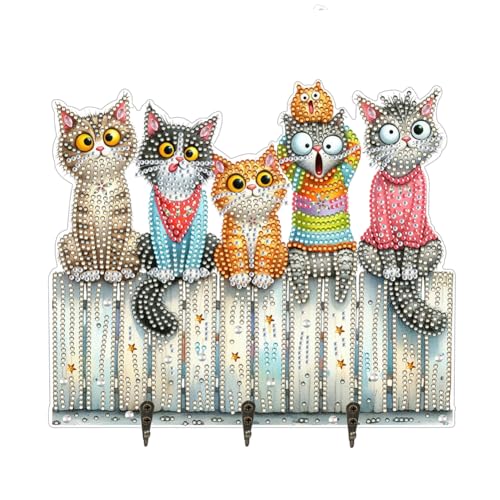 Generish Diamant Kunst Malerei Schlüsselhalter,Katze Diamond Painting Schlüsselbrett Holz mit 3 Schlüsselhaken, Schlüsselbrett Geeignet für Eingangsbereich, Haustür, Flur, Schlafzimmer, Büro Generish Diamant Kunst Malerei Schlüsselhalter,Katze Diamond Painting Schlüsselbrett Holz mit 3 Schlüsselhaken, Schlüsselbrett Geeignet für Eingangsbereich, Haustür, Flur, Schlafzimmer, Büro von Generisch