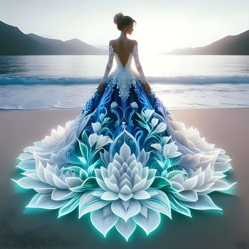 Generish Diamond Painting Mädchen mit Kleid Diamant Painting Bilder Mädchen Diamond Kunst Erwachsene Meer Diamond Painting Bilder Diamant Bilder DIY Cross Stickerei Malerei Kits Wand Dekor 40x40cm von Generisch