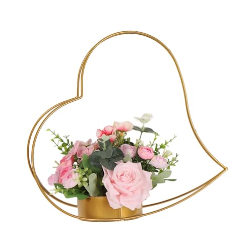 Geometrische Hochzeitsmittelstücke – Herzförmige Eisen-Hochzeitskörbe | Blumenständer für Geburtstage und Valentinstag Geometrische Hochzeitsmittelstücke – Herzförmige Eisen-Hochzeitskörbe | Blumenständer für Geburtstage und Valentinstag von Generisch