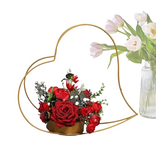 Geometrische Metall-Mittelstücke, eleganter herzförmiger Blumenkorb aus Eisen, Blumenarrangement, Ornament für Hochzeitstischdekorationen von Generisch