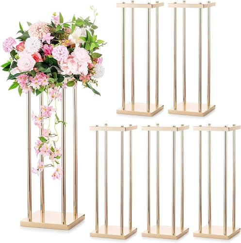 Geometrischer Blumenständer – 6 Stück hohe Metallvasen für Tischdekoration, perfekt für Hochzeit, Geburtstag, Jahrestag, Dusche, Empfang und Verlobung von Generisch