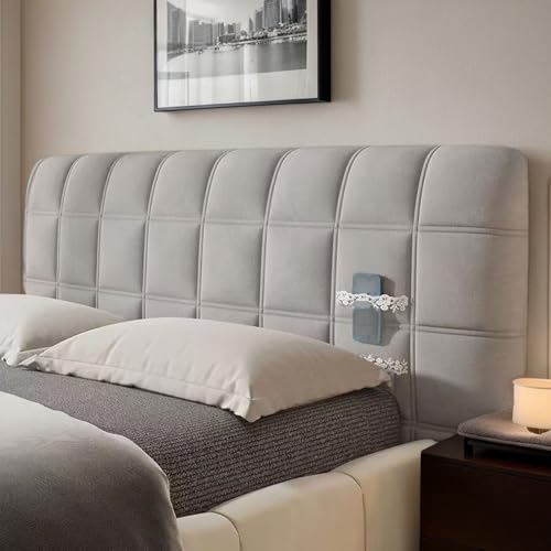 Gepolsterter Kopfteilbezug für King-Size-Bett, Stretch-Samtstoff, dick und waschbar, Kopfteilschutz, grau, 100 cm, elegante Schlafzimmerdekoration Gepolsterter Kopfteilbezug für King-Size-Bett, Stretch-Samtstoff, dick und waschbar, Kopfteilschutz, grau, 100 cm, elegante Schlafzimmerdekoration von Generisch