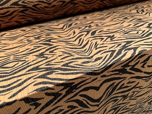 Gerippter Jerseystoff aus Stretch-Elastan, Meterware, Zebramuster, Toffee von Generisch