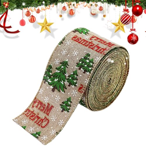 Geschenkband,Weihnachtsband - Feiertags-Luftschlange, die Drahtband einwickelt | Dekoratives Geschenkband aus Leinenimitat, Bauernhaus-Schneeflocken-Karo- -Fahrzeugband für den Weihnachtsbaum Geschenkband,Weihnachtsband - Feiertags-Luftschlange, die Drahtband einwickelt | Dekoratives Geschenkband aus Leinenimitat, Bauernhaus-Schneeflocken-Karo- -Fahrzeugband für den Weihnachtsbaum von Generisch
