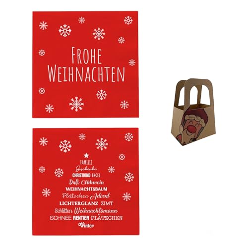 Geschenkset Servietten Weihnachten 40 Stück Motiv Weihnachten mit Mini-Geschenktasche Weihnachten von Generisch