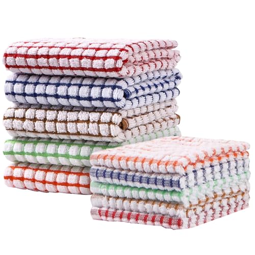 Geschirrtücher aus Baumwolle, Geschirrtücher-Set, 10 Stück, weiches Baumwollgarn, schnell trocknende Mehlsack-Handtücher für Zuhause, Café, Bar, Esszimmer, Reinigung oder Kochen von Generisch