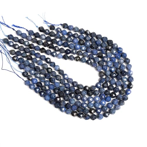 Geschliffene facettierte blaue Perlen, natürlicher Edelstein, voller Strang, lose Perlen, DIY für Schmuckherstellung, ca. 9–10 mm, 37 Perlen Geschliffene facettierte blaue Perlen, natürlicher Edelstein, voller Strang, lose Perlen, DIY für Schmuckherstellung, ca. 9–10 mm, 37 Perlen von Generisch