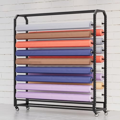 Gewerbliches Stoffrollen-Aufbewahrungsregal mit Verstellbarer Aufhängestange, beweglicher Hochleistungs-Organizerhalter aus Stahl mit Rädern für Vinylrollen/Lederrollen/Fensterfolie/Wal-16 R Gewerbliches Stoffrollen-Aufbewahrungsregal mit Verstellbarer Aufhängestange, beweglicher Hochleistungs-Organizerhalter aus Stahl mit Rädern für Vinylrollen/Lederrollen/Fensterfolie/Wal-16 R von Generisch