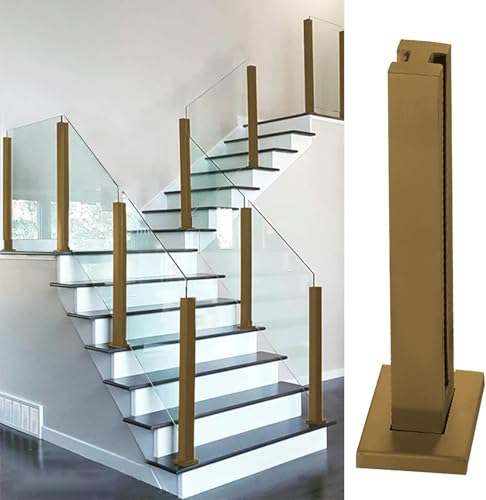 Glas-Balustraden-Klemmen für Treppen, 8–10 mm, Bodenmontage, Geländersystem, ideal für Treppen, Balkon und Deck, inklusive Eck-/Endbefestigungen (mittlerer Pfosten 115 cm) von Generisch
