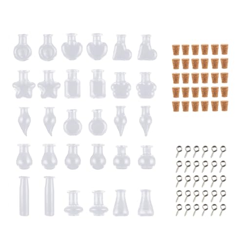 Glasflaschen, leer, kleines Glas, Wunschflaschen, kleine Gläser, kleine Flaschen für Schmuckprojekte, 30 Stück Glasflaschen, leer, kleines Glas, Wunschflaschen, kleine Gläser, kleine Flaschen für Schmuckprojekte, 30 Stück von Generisch