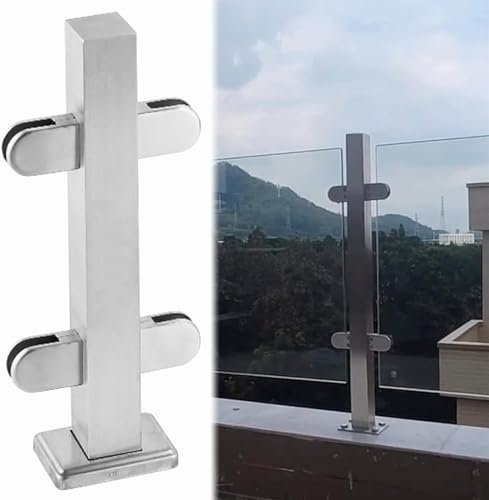 Glasgeländer-Set, Glasgeländer, vertikale Klemme für Terrasse, Plattform und Zuhause, 1 mittlere Stange (95 cm), langlebige Glasplattenklemme für Sicherheit und Stil von Generisch