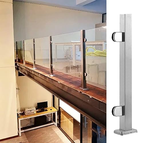 Glasgeländer Zaunpfosten für Dachboden & Terrasse - Langlebige Glasbalustraden-Säulen für Glas/Kunststoff/Holz/Acrylplatten - Endpfosten mit Klemme höhenverstellbar von Generisch