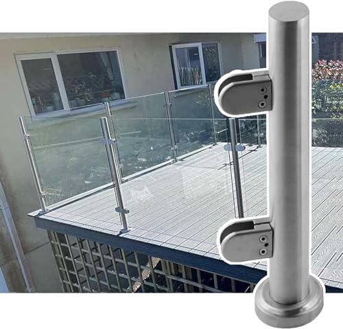 Glasgeländerpfosten Runde Glasbalustraden-Säulen für Außenterrassen Garten Treppengeländer mit Klemme - und stilvolle Sicherheitslösung für den Außenbereich zu Hause von Generisch