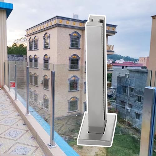 Glasgeländerpfosten-Set für den Außenbereich für Balkone und Terrassen, robuster Handlauf aus Edelstahl, Klemme für Glaszaunelemente aus Edelstahl 304 (Silber, H140 cm) von Generisch