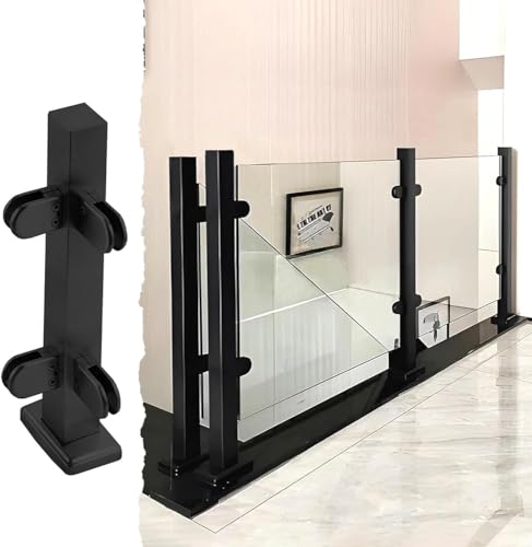 Glasgeländerpfosten mit Klemme, Edelstahl-Balustraden-Set, vertikale Glasplatten-Leitschiene, Metallkonstruktion, für 61 cm bis 119,4 cm Anwendungen von Generisch