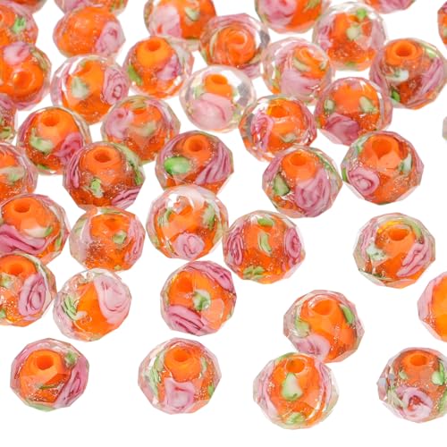 Glasperlen, 10 mm, handgefertigt, goldfarben, Sand, rund, facettiert, Abstandshalter, lose Perlen, Rondelle für Schmuckherstellung, Halsketten, Armbänder, Bastelarbeiten, Orange, 30 Stück Glasperlen, 10 mm, handgefertigt, goldfarben, Sand, rund, facettiert, Abstandshalter, lose Perlen, Rondelle für Schmuckherstellung, Halsketten, Armbänder, Bastelarbeiten, Orange, 30 Stück von Generisch