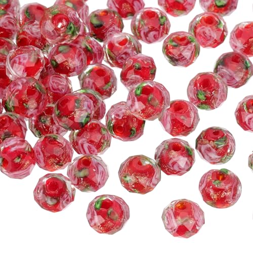 Glasperlen, 8 mm, handgefertigt, goldfarben, Sand, rund, facettiert, Abstandshalter, lose Perlen, Rondelle für Schmuckherstellung, Halsketten, Armbänder, Bastelarbeiten, Rot, 30 Stück Glasperlen, 8 mm, handgefertigt, goldfarben, Sand, rund, facettiert, Abstandshalter, lose Perlen, Rondelle für Schmuckherstellung, Halsketten, Armbänder, Bastelarbeiten, Rot, 30 Stück von Generisch