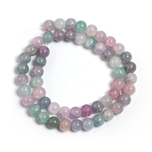 Glasperlen, fragmentierte Blumenperlen, rund, Naturstein, lose Abstandshalter-Perlen für DIY-Schmuckherstellung, Armband, EN8, Rosenrot, 10 mm, 38 Stück von Generisch