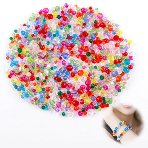 Glasperlen Set, 800 Stück bunte facettierte kristall glasperlen 4/6/8mm, perlen zum auffädeln für schmuckherstellung perlen zum basteln diy halskette armband ohrringe dekoration glänzend von Generisch