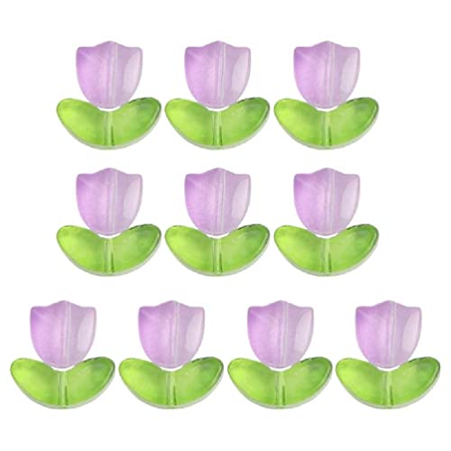 Glasperlen in Tulpenform, Blumenanhänger, Abstandshalter für Armbänder, Schmuckherstellung, DIY-Zubehör, Basteln, 8 Farben, Blumenperlen für Armbänder, Schmuckhandwerk mit Löchern für die von Generisch