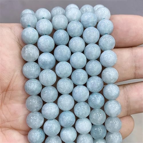 Glatte gelbe Chalcedon-Naturstein-Perlen für Schmuckherstellung, DIY, Armband, Halskette, Ohrstecker, 38,1 cm Strang von Generisch