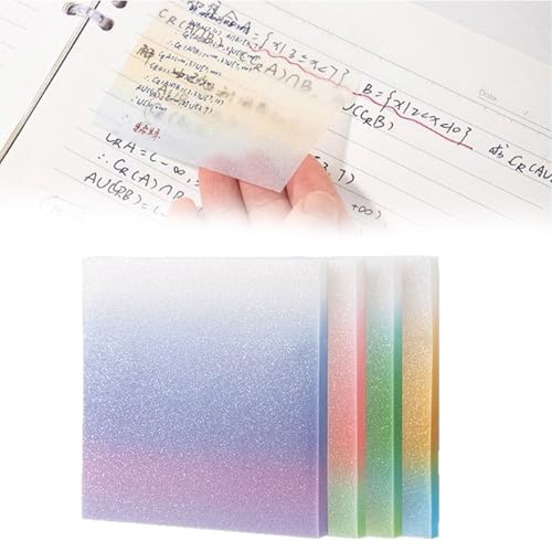 Glitzer-Haftnotizen, Glitzer-Notizblock-Haftnotizen, transparente selbstklebende Notizen, wasserfeste Blöcke, 200 Blatt weicher PET-Marker-Notizblock (4, Tasche) von Generisch