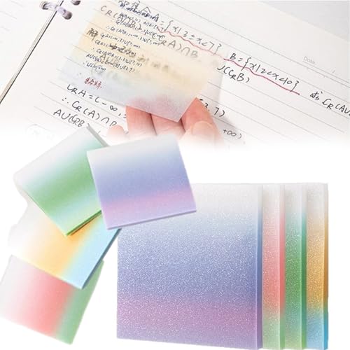 Glitzer-Haftnotizen, Glitzer-Notizblock-Haftnotizen, transparente selbstklebende Notizen, wasserfeste Blöcke, 200 Blatt weicher PET-Marker-Notizblock (8, Tasche) von Generisch