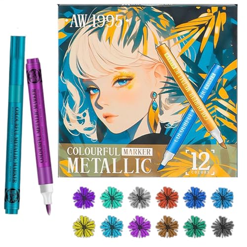 Glitzer-Marker für Kinder – Pastell-Marker, Stifte, 12 Farben, hochpigmentiert, für Teenager, Mädchen, Weihnachten, Geburtstag, Acrylfarben-Marker-Set, Malstift Glitzer-Marker für Kinder – Pastell-Marker, Stifte, 12 Farben, hochpigmentiert, für Teenager, Mädchen, Weihnachten, Geburtstag, Acrylfarben-Marker-Set, Malstift von Generisch