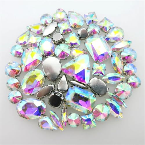 Glitzerkristalle zum Aufnähen, flache Rückseite, für Hochzeitskleid, Kleidung, Schuhe, Taschen, Bastelarbeiten, 50 Stück Glitzerkristalle zum Aufnähen, flache Rückseite, für Hochzeitskleid, Kleidung, Schuhe, Taschen, Bastelarbeiten, 50 Stück von Generisch