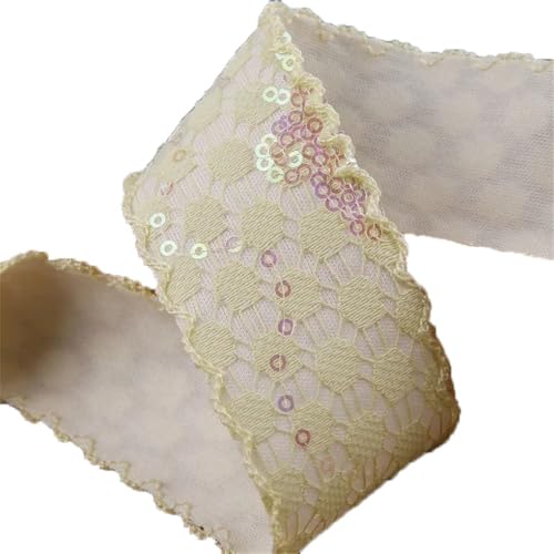 Glitzernde Chiffonbänder mit glitzernden Punkten, 9,1 m, DIY-Haarschleife, Zubehör, handgefertigt, Gelb, 40 mm von Generisch