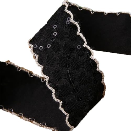Glitzernde Chiffonbänder mit glitzernden Punkten, 9,1 m, DIY-Haarschleife, Zubehör, handgefertigt, Schwarz, 40 mm Glitzernde Chiffonbänder mit glitzernden Punkten, 9,1 m, DIY-Haarschleife, Zubehör, handgefertigt, Schwarz, 40 mm von Generisch