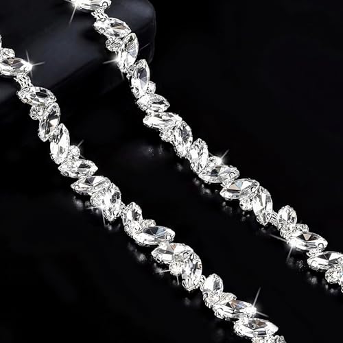 Glitzernde Kristall-Strass-Kette, Blatt-Applikation für selbstgemachte Schmuckherstellung, Hochzeitskleid, Handtaschen-Dekoration, 4,5 m Glitzernde Kristall-Strass-Kette, Blatt-Applikation für selbstgemachte Schmuckherstellung, Hochzeitskleid, Handtaschen-Dekoration, 4,5 m von Generisch