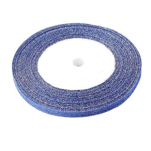 Glitzerndes Seidensatinband, 25 Yards, doppelseitiges Polyesterband for selbstgemachte Geschenkverpackungen, Hochzeits-, Weihnachts- und Partydekorationen(Silver Sapphire,Width 2.5cm) von Generisch