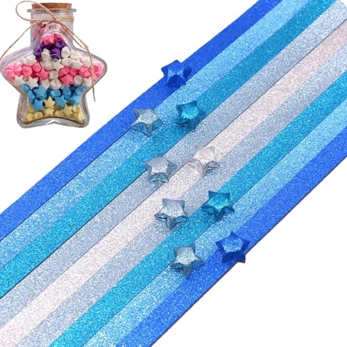Glitzerstern-Papierstreifen? 520 Blatt leuchtendes Farbverlauf-Glitzerpapier | Glücksstern-Faltpapier für Bastelarbeiten, Papierbasteln, Schulprojekte, Kunst, Handwerk, sichere Papierstreifen für von Generisch