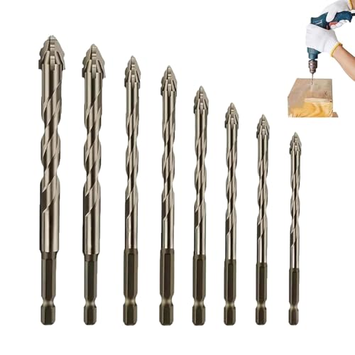 Gloryboom Drill Bit, Gloryboom New Four-Flute Sawtooth Eccentric Drill Bits, 4 Blade Serrated Eccentric Drills, Multifunctional Wear-Resistant Masonry Drills Bit Tap (3/4/5/6/7/8/10/12) von Generisch